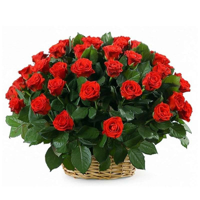 БУКЕТИ Букети Кошница от червени рози